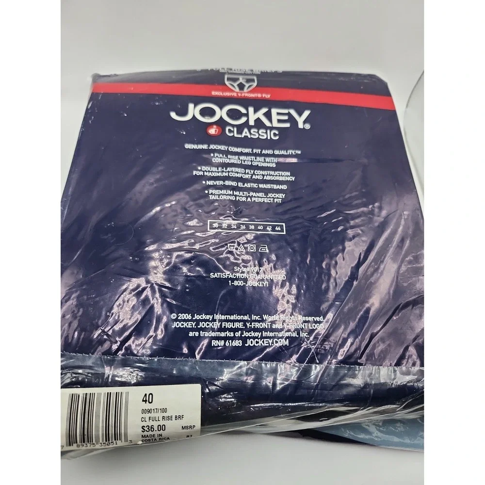 Jockey Briefs Classic Men's Size 40 Full Rise Y-Front Fly (6) Pairs 2006 Vtg